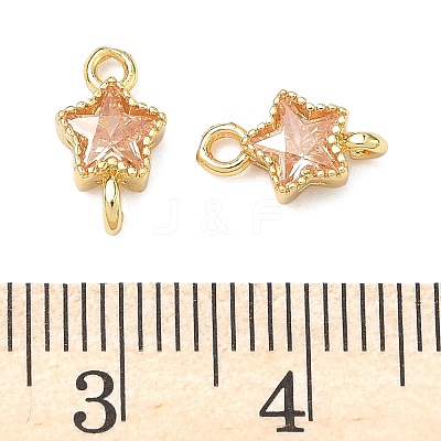Brass Pave Cubic Zirconia Star Connector Charms KK-P348-08G-04-1