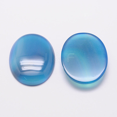 Dyed Oval Natural Blue Agate Cabochons G-K020-25x18mm-08-1