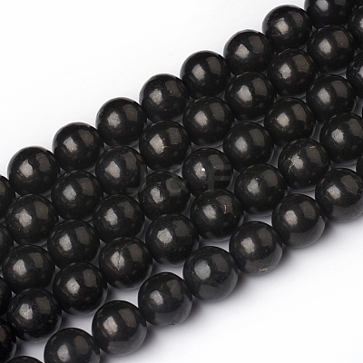 Natural Shungite Beads Strands G-I271-C03-12mm-1