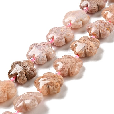 Natural Pink Ocean Jasper/Ocean Agate Beads Strands G-D475-02F-1