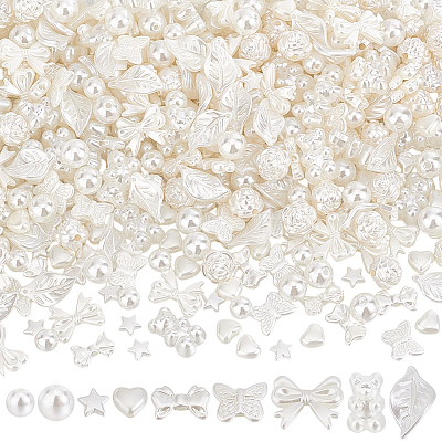 400Pcs 10 Styles ABS Plastic Imitation Pearl Beads KY-PH0002-06-1