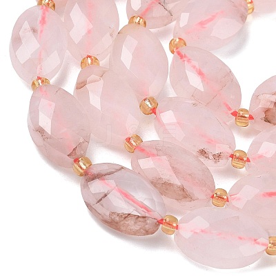 Natural Red Hematoid Quartz/Ferruginous Quartz Beads Strands G-A295-A07-01-1