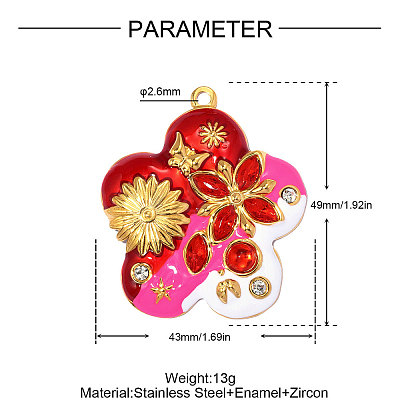 304 Stainless Steel Enamel Pendants STAS-OY014-37G-01-1