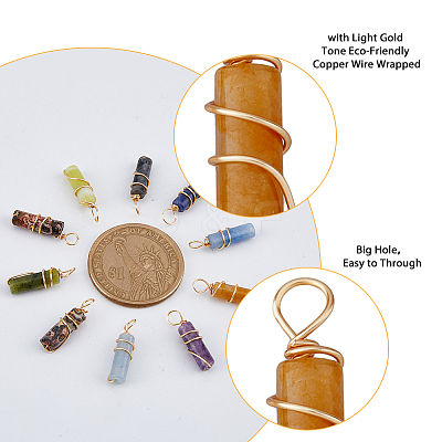 18Pcs 9 Styles Natural Gemstone Pendants FIND-FH0006-44-1