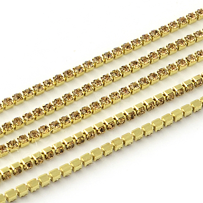 Nickel Free Raw(Unplated) Brass Rhinestone Strass Chains CHC-R119-S6-13C-1-1