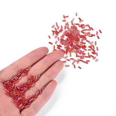Tube AB-Color Plated Glass Bugle Beads SEED-R011-165B-1