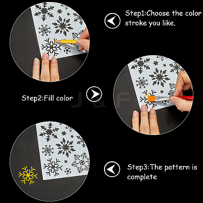 6Pcs 3 Styles Christmas Theme Plastic Hollow Out Drawing Painting Stencils Templates DIY-GF0009-92-1