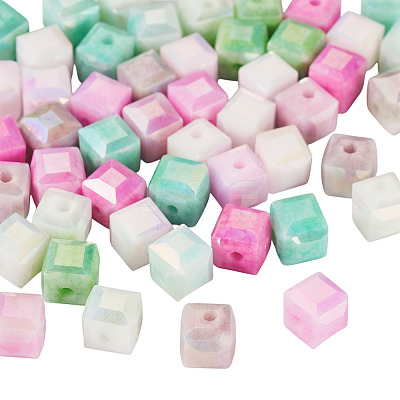 50Pcs 5 Colors Electroplate Opaque Glass Beads EGLA-TA0013-16-1