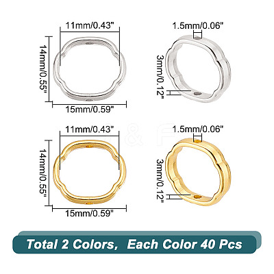 80Pcs 2 Colors Alloy Bead Frames FIND-AR0003-40-1