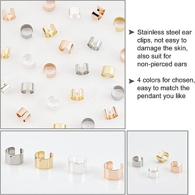 80Pcs 4 Colors 304 Stainless Steel Ear Cuff Findings STAS-UN0023-17-1