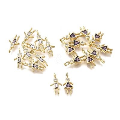 Brass Micro Pave Cubic Zirconia Pendants KK-D339-02G-02-1