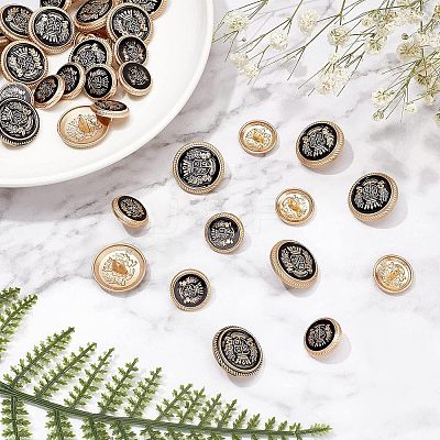 80Pcs 2 Style 1-Hole Alloy Buttons BUTT-OC0001-21-1