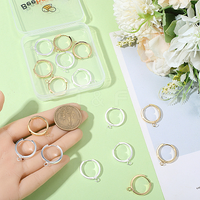 16Pcs 2 Colors 201 Stainless Steel Huggie Hoop Earrings Findings STAS-BBC0008-39E-1