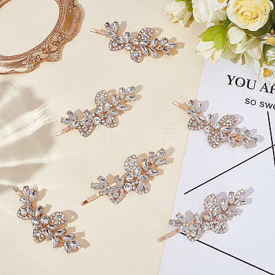 6Pcs Zinc Alloy Rhinestone Hair Bobby Pins PHAR-GO0001-10-1