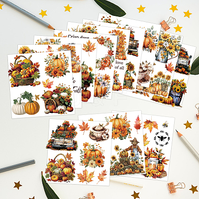 12 Sheets 12 Style PVC Stickers DIY-WH0570-018-1