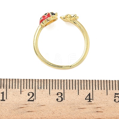 Brass Enamel Cuff Rings for Women RJEW-F196-02A-G-1