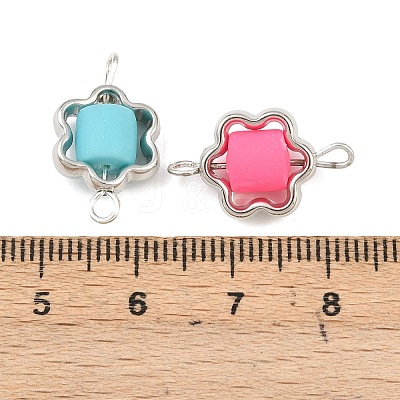 CCB Plastic Frame with Polymer Clay Beads Flower Links Connector Charms KK-D103-02P-1