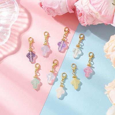 9Pcs Glass Pendant Decorations HJEW-JM03929-01-1