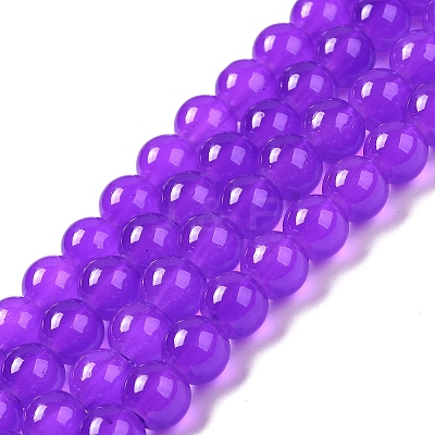 Baking Paint Imitation Jade Glass Round Bead Strands X1-DGLA-Q021-8mm-27-1