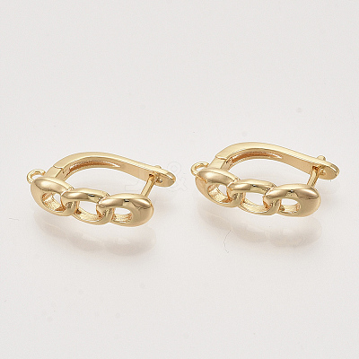 Brass Hoop Earring Findings with Latch Back Closure X-KK-T048-024G-NF-1