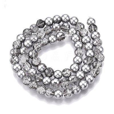 Electroplated Crackle Glass Beads Strands X-EGLA-N014-6mm-03-1