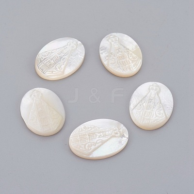 Natural White Shell Mother of Pearl Shell Cabochons SHEL-P072-01-1