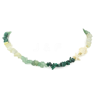 Natural Green Aventurine & Natural Malachite Necklaces NJEW-JN06632-1