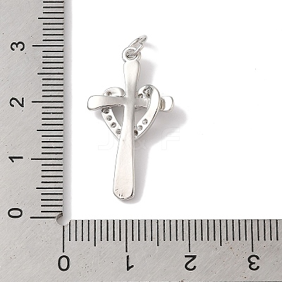 Rack Plating Brass & Clear Cubic Zirconia Pendants KK-L216-055P-1