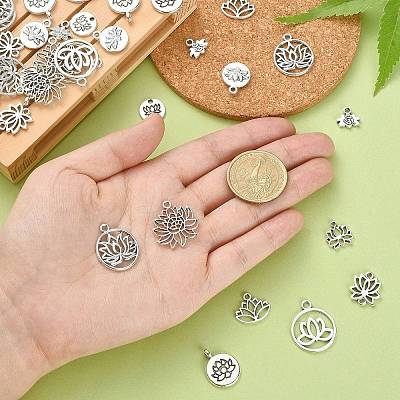 100Pcs 10 Styles Tibetan Style Alloy Charms TIBEP-CJ0002-34-1