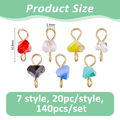 140Pcs 7 Styles Electroplate Glass Charms PALLOY-FH00184-1