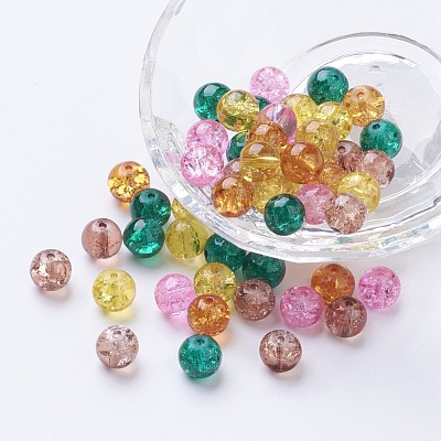 Baking Paint Crackle Glass Beads DGLA-X0006-8mm-08-1