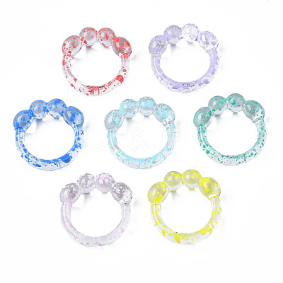 Spotted Chunky Transparent Acrylic Finger Ring RJEW-S045-132-1