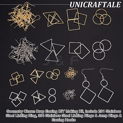 Geometric Charm Drop Earring DIY Making Kit DIY-UN0003-01-1