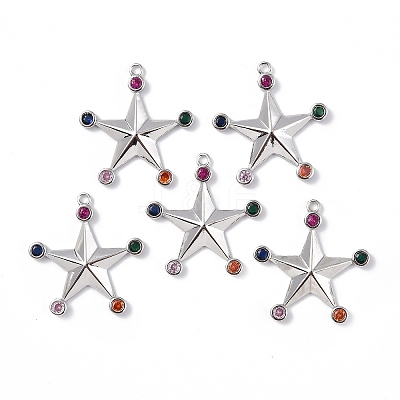 Brass Micro Pave Colorful Cubic Zirconia Pendants KK-E068-VF271-1