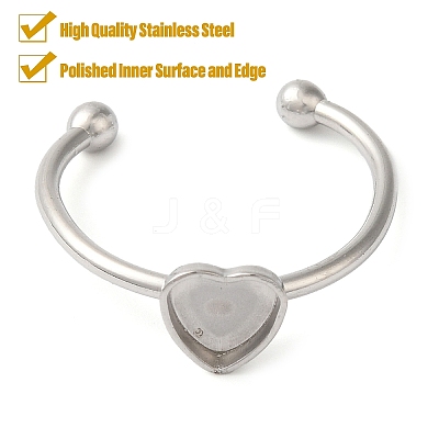 Non-Tarnish 304 Stainless Steel Open Cuff Ring Components X-STAS-I306-01P-1