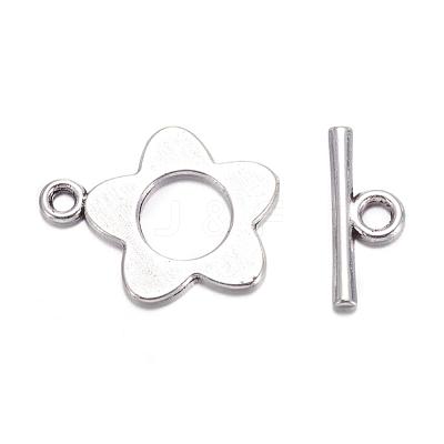 Flower Tibetan Style Alloy Toggle Clasps X-A0977Y-1