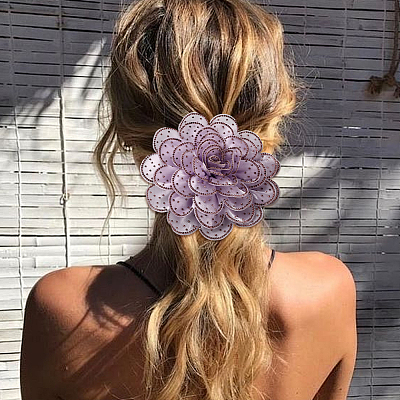 Flower Cloth Rhinestone Broochs JEWB-WH20009-06P-01-1