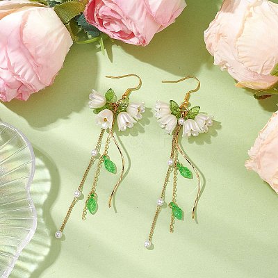 Flower Acrylic Dangle Earrings EJEW-JE05881-1