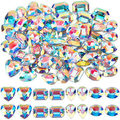 56Pcs 4 Styles Glass Rhinestone Cabochons RGLA-BBC0001-02-1