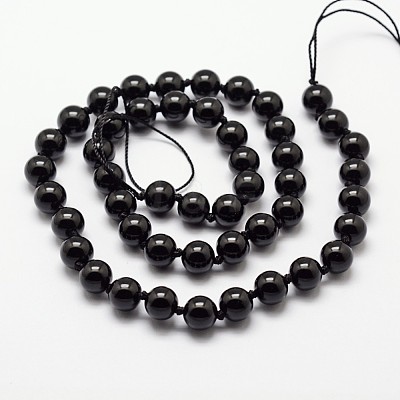Natural Black Onyx Beads Strands X-G-O153-01-8mm-1
