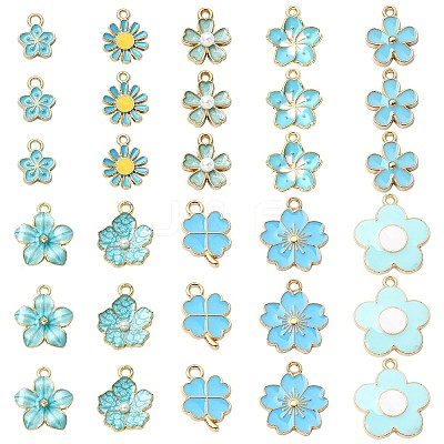 60Pcs 10 Styles Alloy Enamel Pendants FIND-CJ0002-33-1