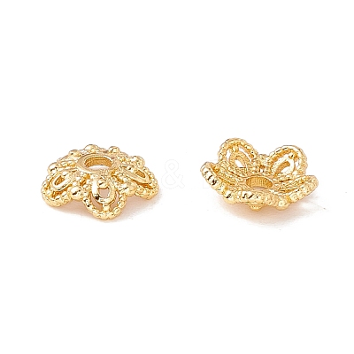 5-Petal Brass Bead Caps X-KK-A162-02G-1