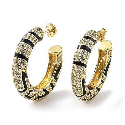 Rack Plating Brass Micro Pave Cubic Zirconia Stud Earrings KK-Z038-26G-1