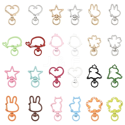 16Pcs 8 Styles Alloy Swivel Snap Hook Clasps FIND-YW0009-26-1