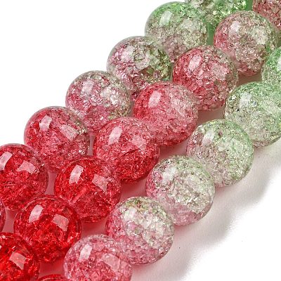 Spray Painted Crackle Glass Beads Strands DGLA-C002-8mm-06-1