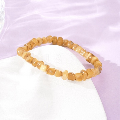 Natural Amber Beaded Stretch Bracelets for Women Men BJEW-D462-03-1