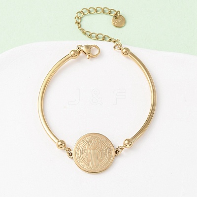 Religion 304 Stainless Steel Link Bracelets for Women BJEW-F524-02A-G-1