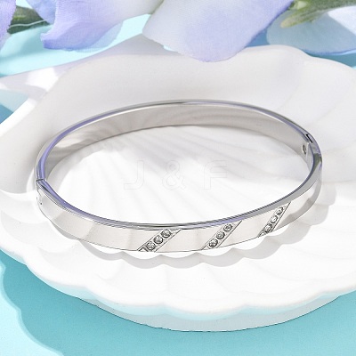 304 Stainless Steel Rhinestone Bangles for Women BJEW-Z092-16P-1