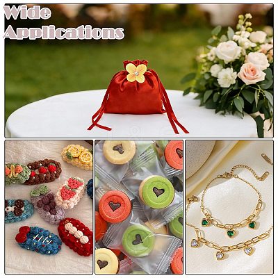 Satin Cloth Drawstring Pouches with Flower ST-CJ0048-001A-1
