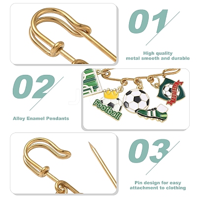 2Pcs Football Theme 304 Stainless Steel Brooches JEWB-YW00004-1